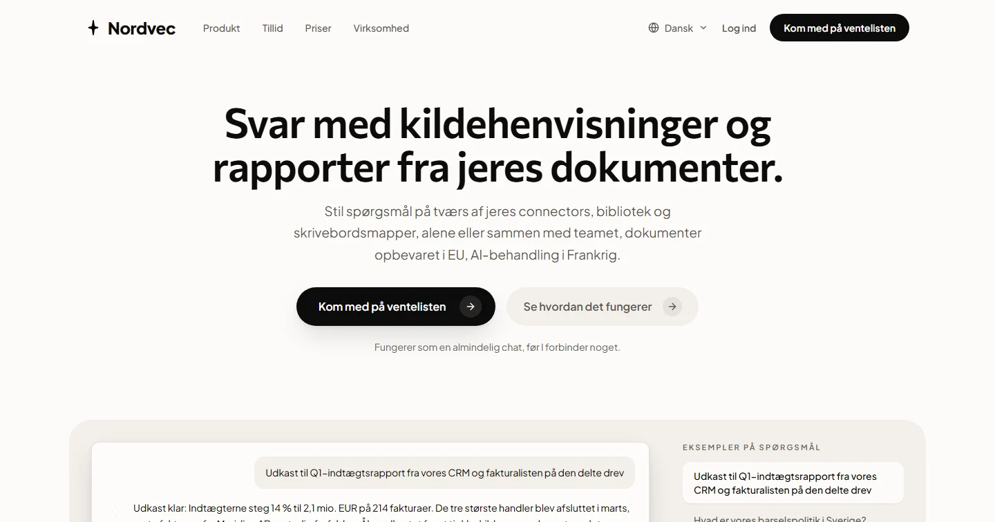 Forsiden af nordvec.com